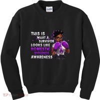 Survivor Domestic Violence Awareness Purple Kids Sweatshirt thumb 0