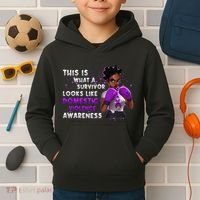 Survivor Domestic Violence Awareness Purple Kids Hoodie thumb 2