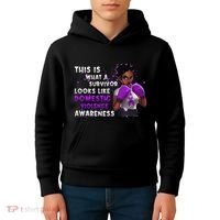 Survivor Domestic Violence Awareness Purple Kids Hoodie thumb 4