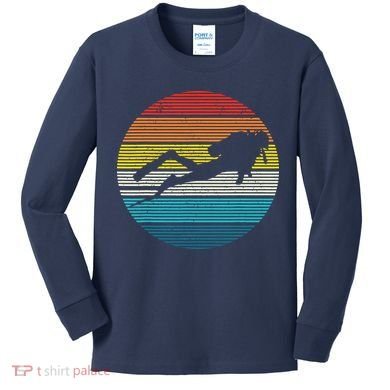 Scuba Diving Vintage Retro Ocean Scuba Diver Gift Kids Long Sleeve Shirt