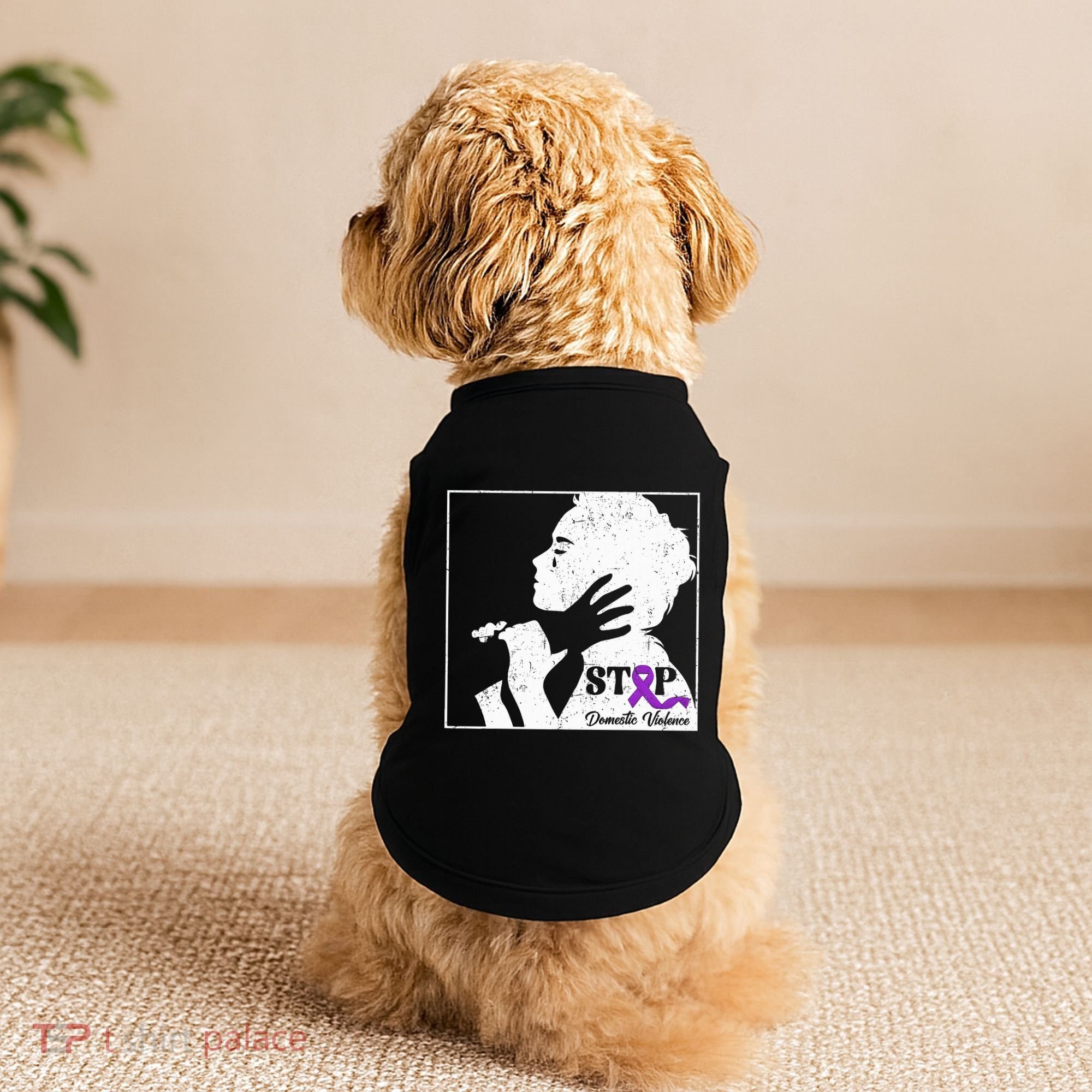 Stop Domestic Violence Awareness Month Purple Ribbon Warrior Doggie Tank