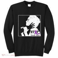Stop Domestic Violence Awareness Month Purple Ribbon Warrior Sweatshirt thumb 0