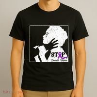 Stop Domestic Violence Awareness Month Purple Ribbon Warrior T-Shirt thumb 3