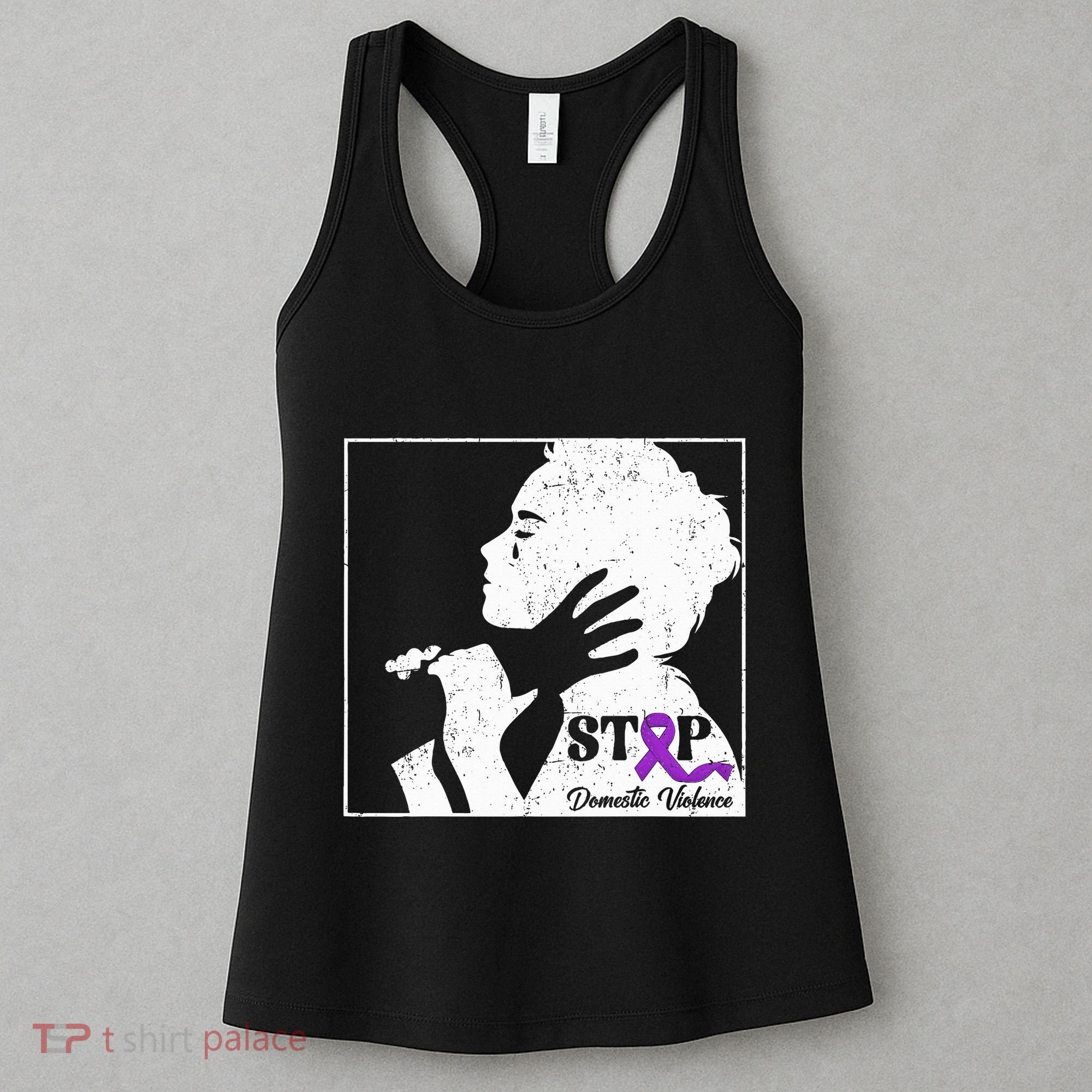 Stop Domestic Violence Awareness Month Purple Ribbon Warrior Women's Tank Top