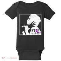 Stop Domestic Violence Awareness Month Purple Ribbon Warrior Baby Bodysuit thumb 0