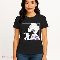 Stop Domestic Violence Awareness Month Purple Ribbon Warrior Women's T-Shirt thumb 4