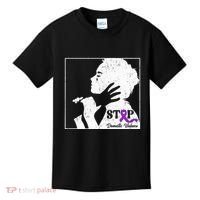 Stop Domestic Violence Awareness Month Purple Ribbon Warrior Kids T-Shirt thumb 0