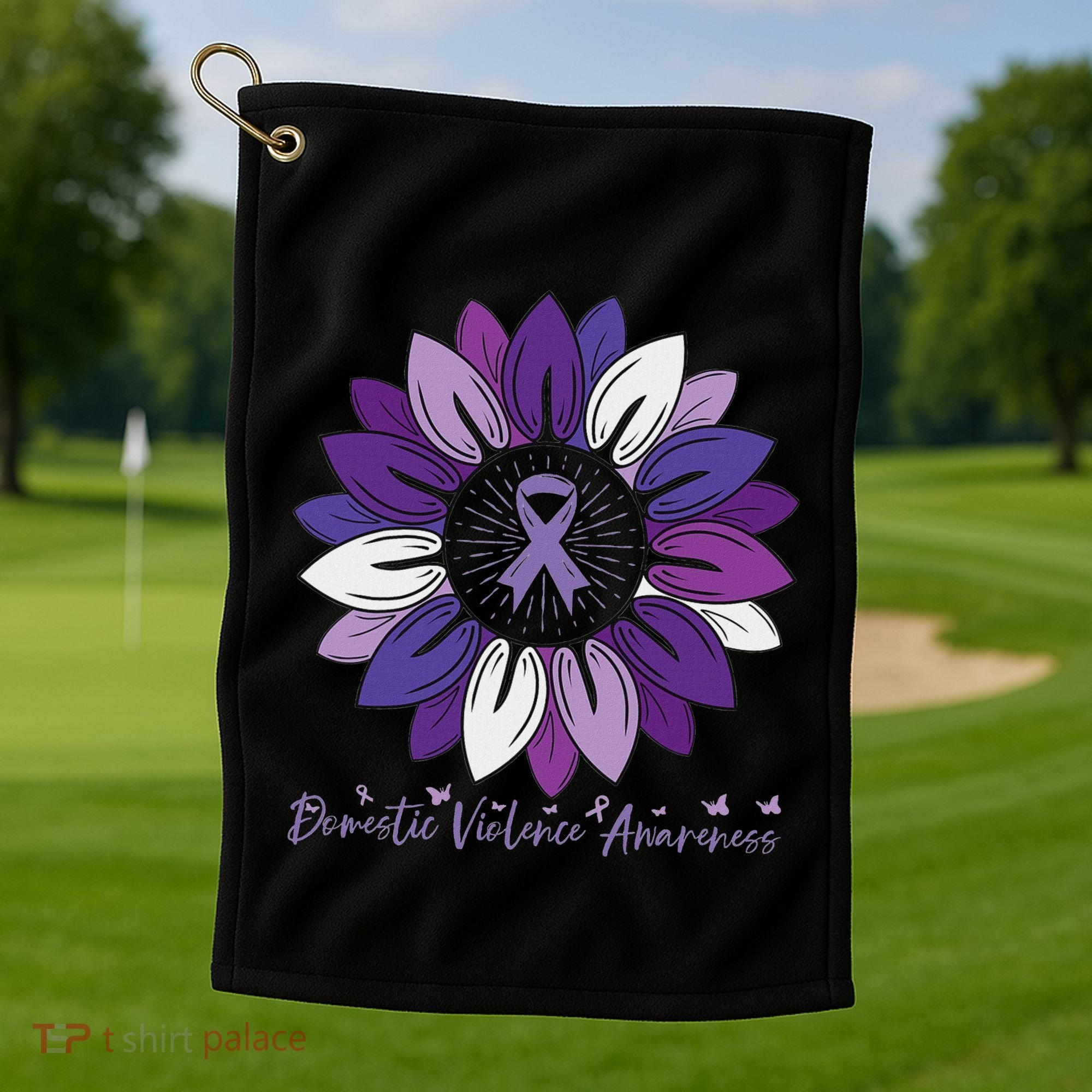 Sunflower Domestic Violence Awareness Month Golf Towel