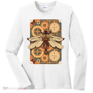 Steampunk Dragonfly Victorian Art Mechanical Steam Punk Women's Long Sleeve Shirt