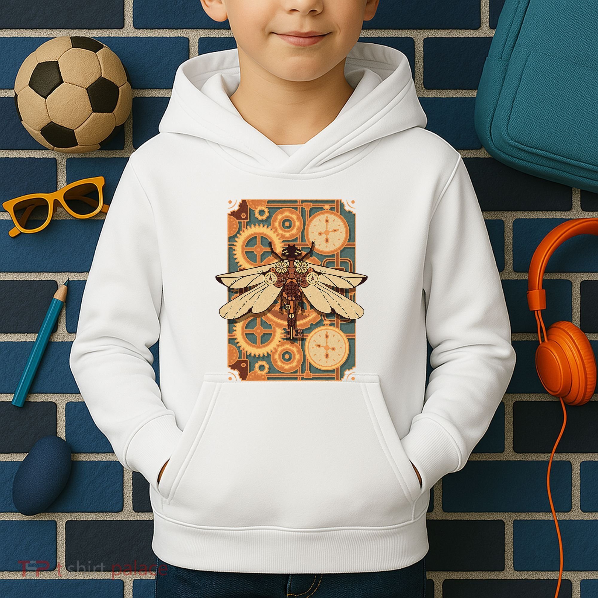 Steampunk Dragonfly Victorian Art Mechanical Steam Punk Kids Hoodie