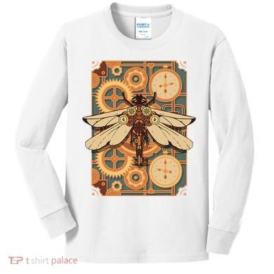 Steampunk Dragonfly Victorian Art Mechanical Steam Punk Kids Long Sleeve Shirt