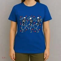 Skeleton Dancing Valentines Day Love Heart Cool Gift T-Shirt thumb 4