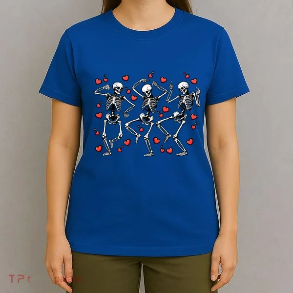 Skeleton Dancing Valentines Day Love Heart Cool Gift T-Shirt
