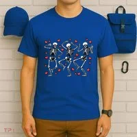 Skeleton Dancing Valentines Day Love Heart Cool Gift T-Shirt thumb 6