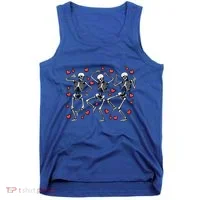 Skeleton Dancing Valentines Day Love Heart Cool Gift Tank Top thumb 0