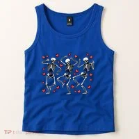 Skeleton Dancing Valentines Day Love Heart Cool Gift Tank Top thumb 2