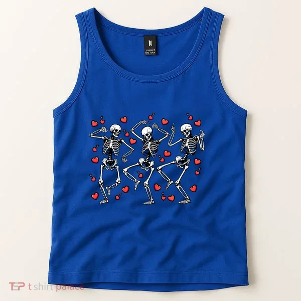 Skeleton Dancing Valentines Day Love Heart Cool Gift Tank Top