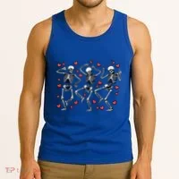 Skeleton Dancing Valentines Day Love Heart Cool Gift Tank Top thumb 3