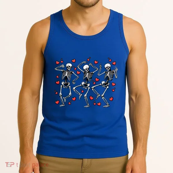 Skeleton Dancing Valentines Day Love Heart Cool Gift Tank Top
