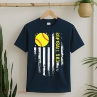 Softball Dad Vintage American Flag Father's Day T-Shirt thumb 2