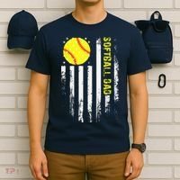 Softball Dad Vintage American Flag Father's Day T-Shirt thumb 6