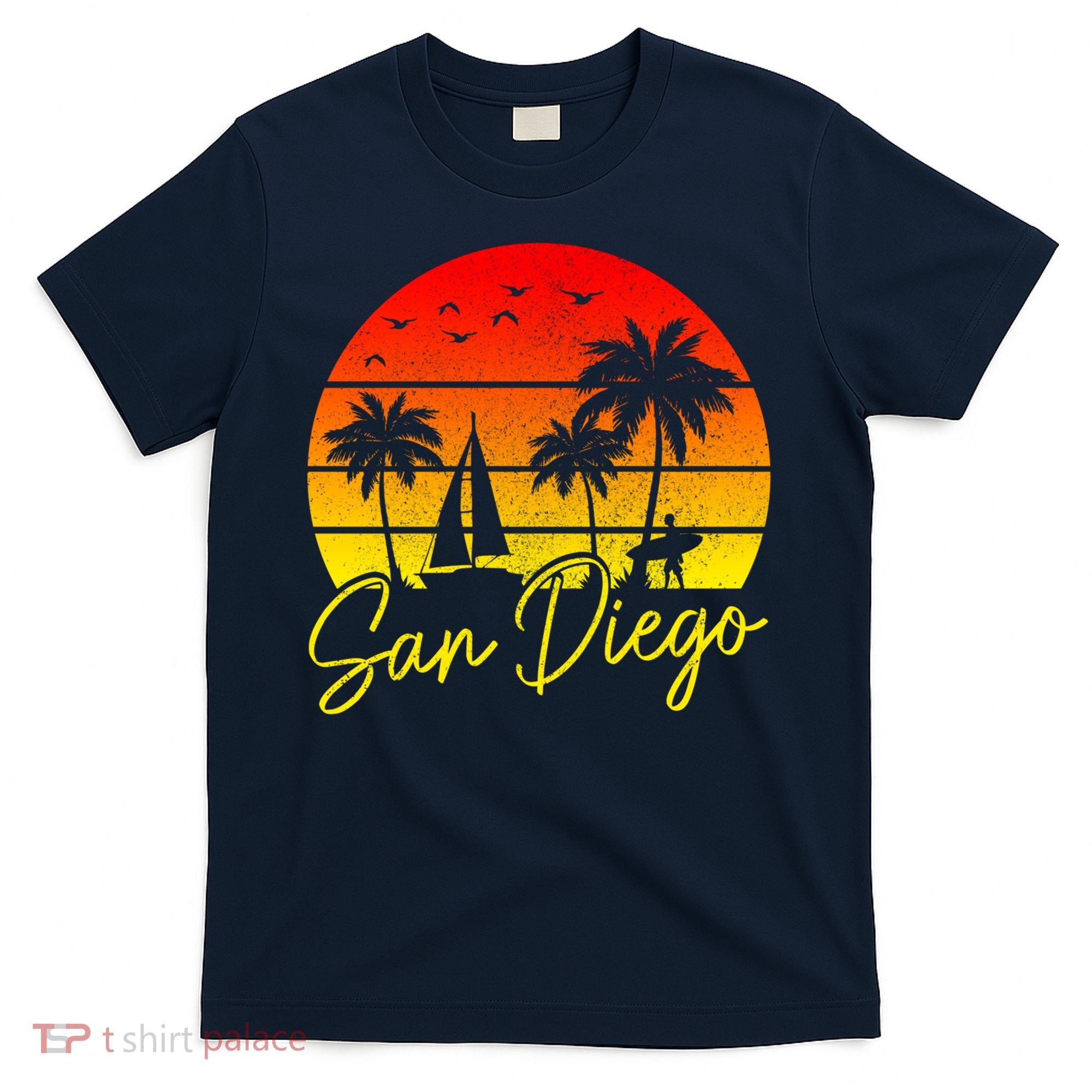 San Diego Vintage Sunset California Sailing Surfer San Diego T-Shirt