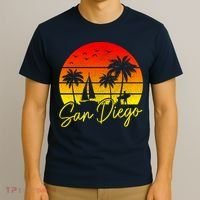 San Diego Vintage Sunset California Sailing Surfer San Diego T-Shirt thumb 3
