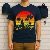 San Diego Vintage Sunset California Sailing Surfer San Diego T-Shirt thumb 6