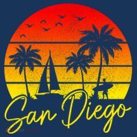 San Diego Vintage Sunset California Sailing Surfer San Diego T-Shirt thumb 7