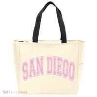 San Diego Varsity Style White With Pink Text Tote Bag thumb 0