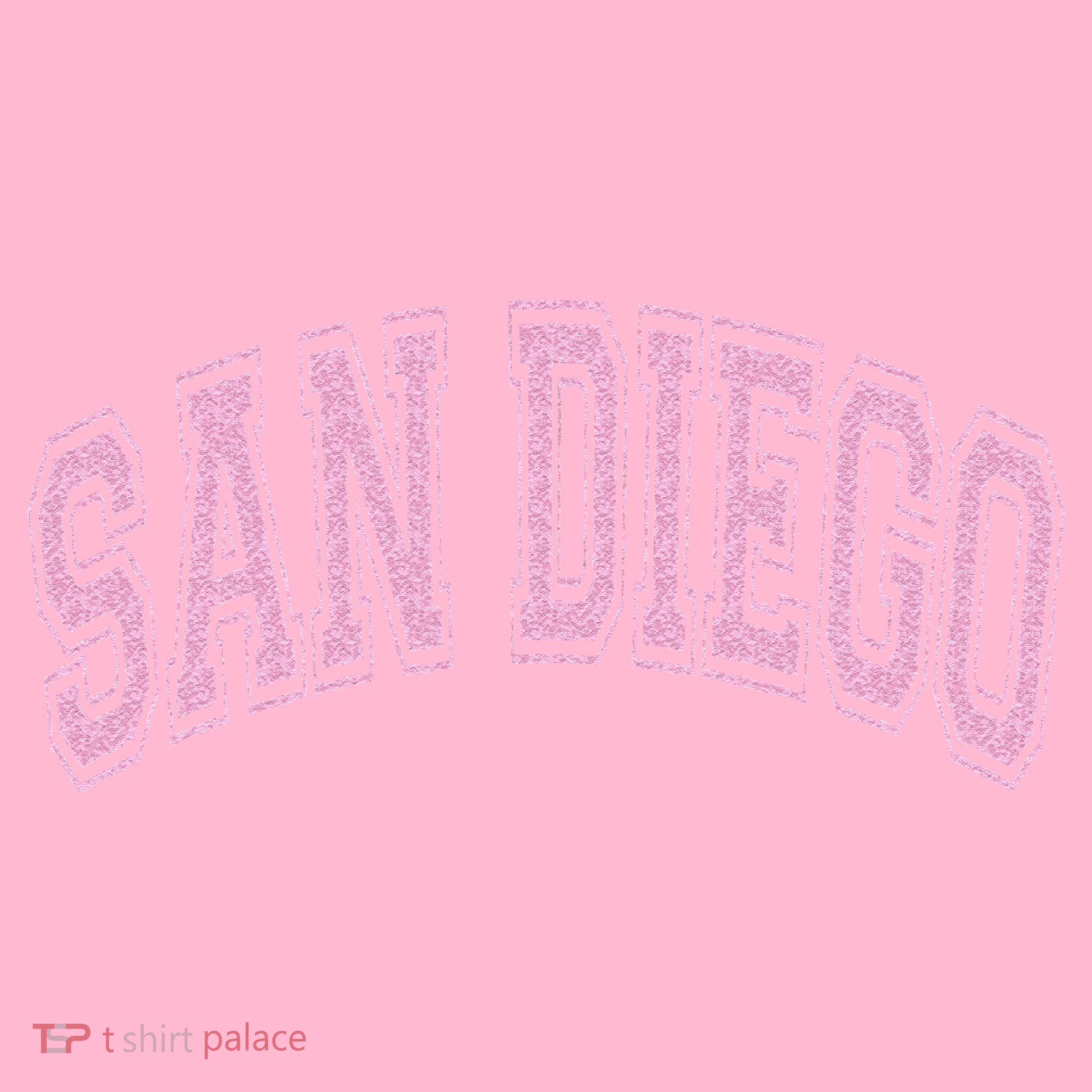 San Diego Varsity Style White With Pink Text Coaster