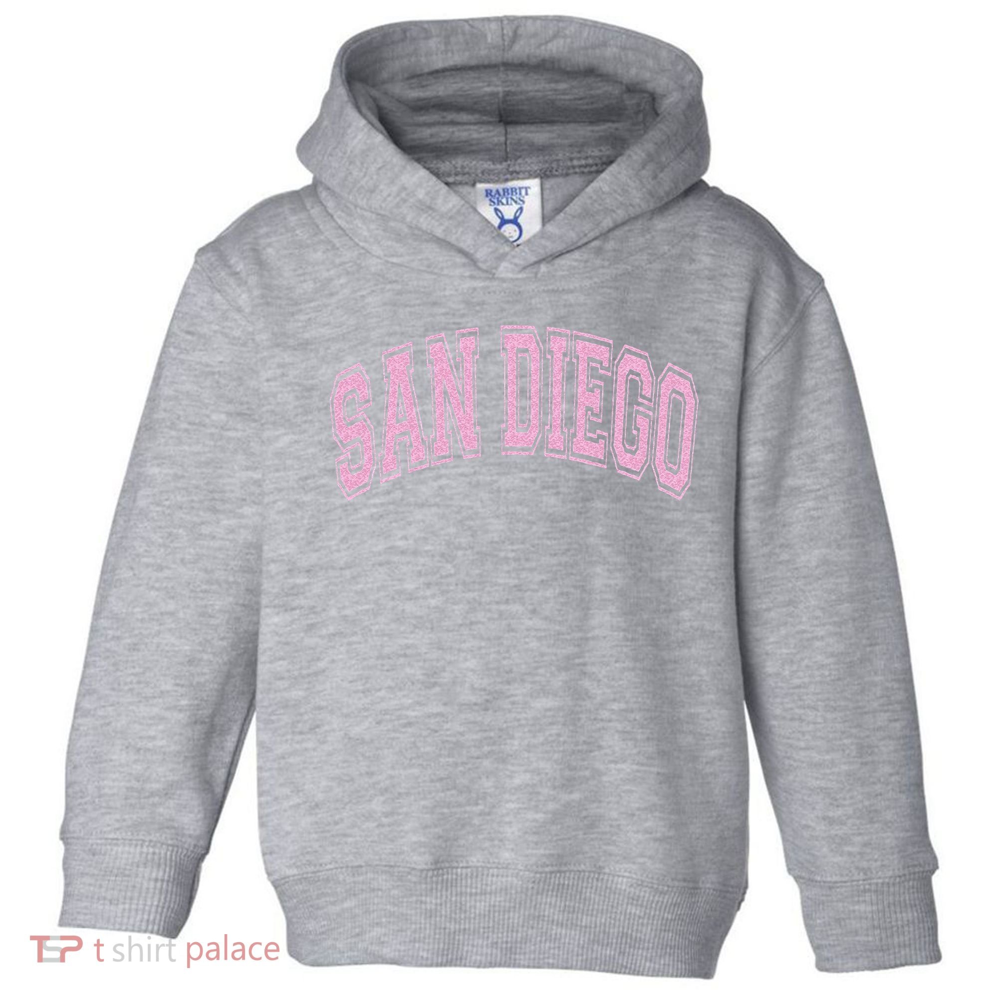 San Diego Varsity Style White With Pink Text Toddler Hoodie