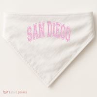 San Diego Varsity Style White With Pink Text USA-Made Doggie Bandana thumb 0
