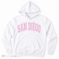 San Diego Varsity Style White With Pink Text Hoodie thumb 0