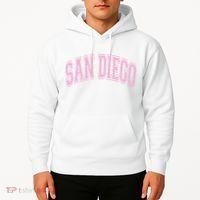 San Diego Varsity Style White With Pink Text Hoodie thumb 2