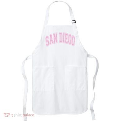 San Diego Varsity Style White With Pink Text Apron