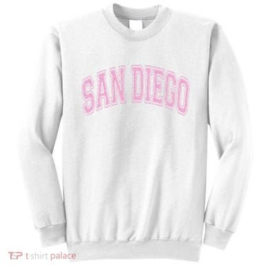 San Diego Varsity Style White With Pink Text Sweatshirt