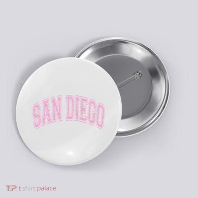 San Diego Varsity Style White With Pink Text Button