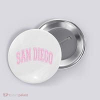 San Diego Varsity Style White With Pink Text Button thumb 0