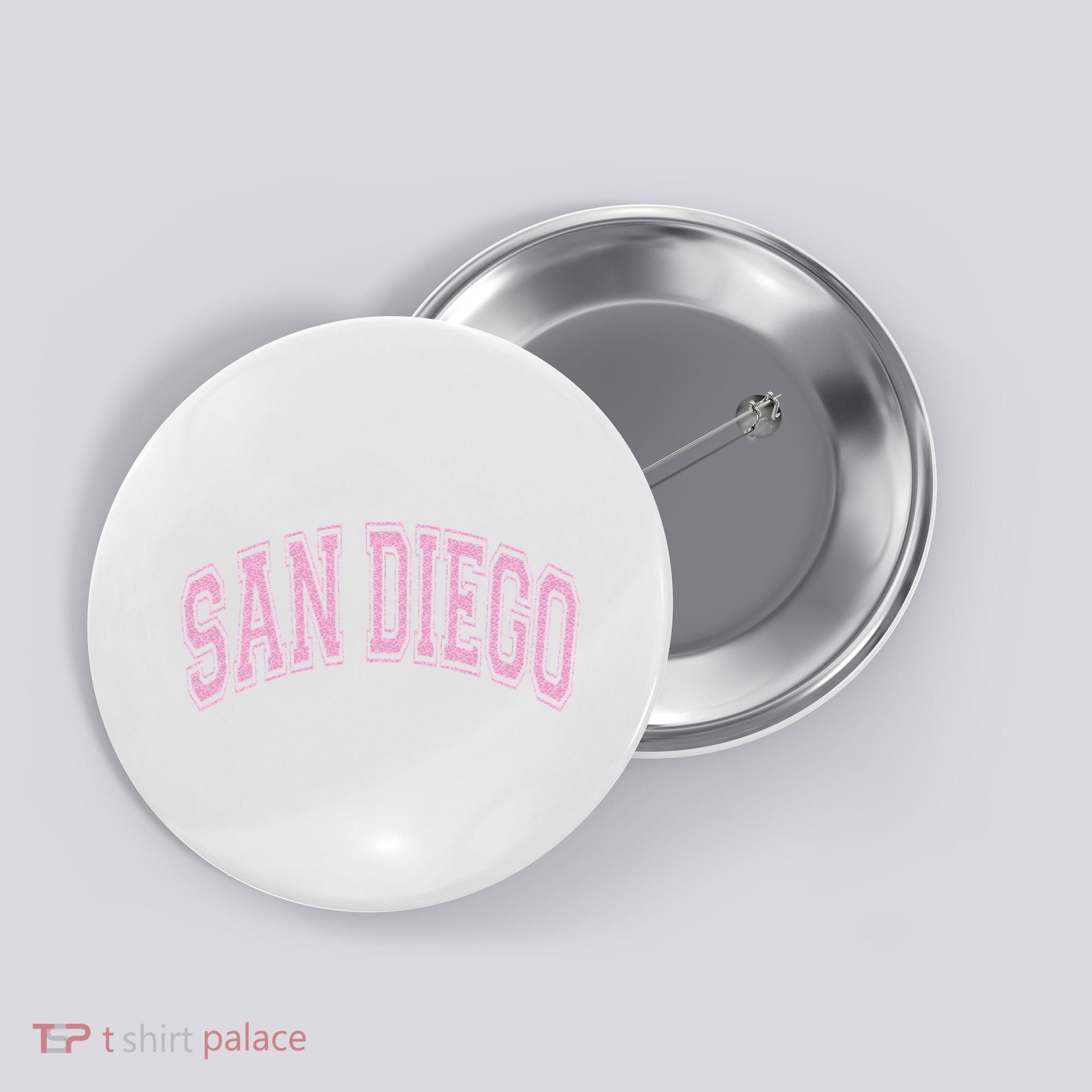 San Diego Varsity Style White With Pink Text Button