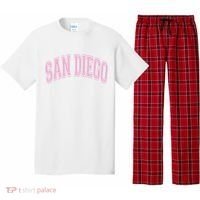 San Diego Varsity Style White With Pink Text Pajama Set thumb 0