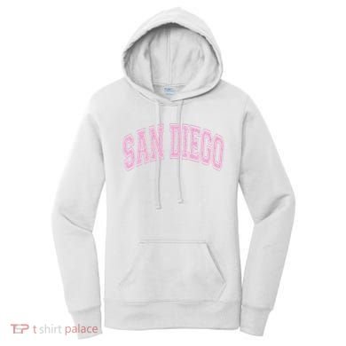San Diego Varsity Style White With Pink Text Women's Hoodie
