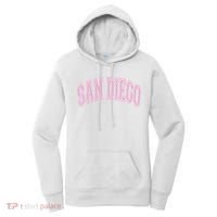 San Diego Varsity Style White With Pink Text Women's Hoodie thumb 0