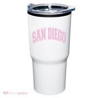 San Diego Varsity Style White With Pink Text Tumbler thumb 0