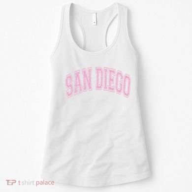 San Diego Varsity Style White With Pink Text Women's Tank Top