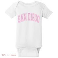 San Diego Varsity Style White With Pink Text Baby Bodysuit thumb 0