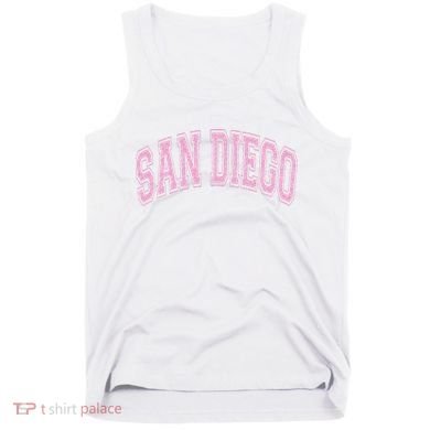 San Diego Varsity Style White With Pink Text Tank Top