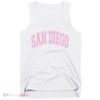 San Diego Varsity Style White With Pink Text Tank Top thumb 0