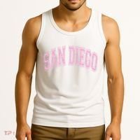 San Diego Varsity Style White With Pink Text Tank Top thumb 3