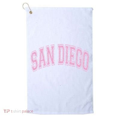 San Diego Varsity Style White With Pink Text Golf Towel